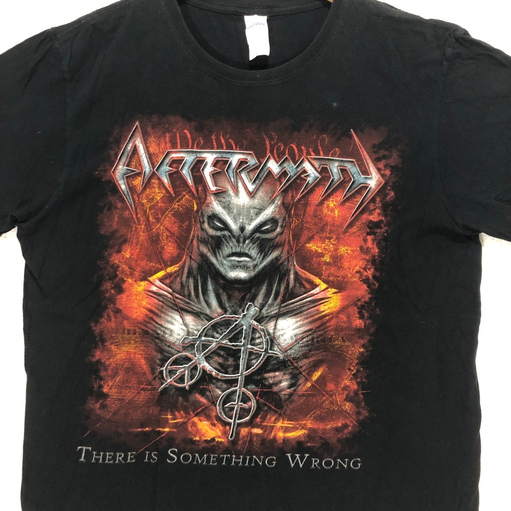 Aftermath Band Shirt Mens Large Black There Is Something Wrong Thrash Metal Tee‎